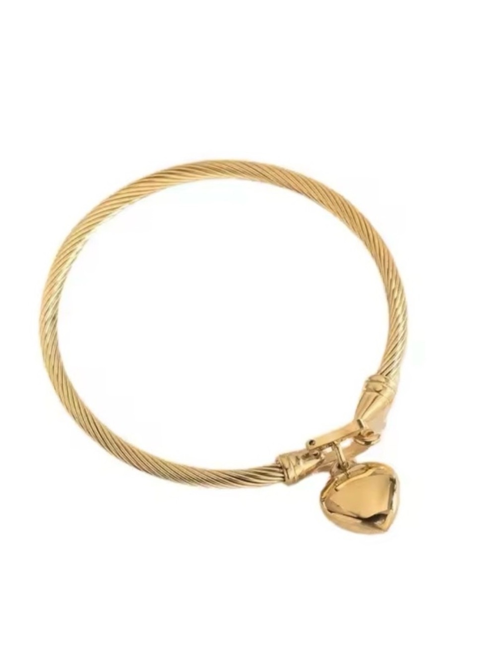 Bracelet 18K Gold Stainless Steel Heart Bangle - Picture 4 of 6